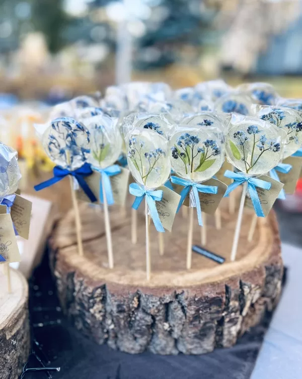 edible flower lollipops